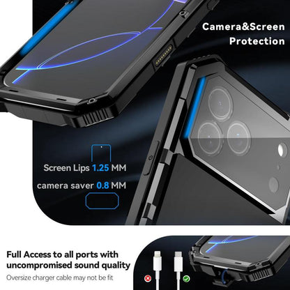 R-JUST Life Waterproof Dustproof Shockproof Holder Phone Case, For iPhone 18 Pro, For iPhone 18 Pro Max, For iPhone 17e / 16e, For iPhone 17 Pro Max, For iPhone 17 Pro, For iPhone 17, For iPhone 16 Pro Max, For iPhone 16 Plus, For iPhone 15 Pro Max    ...