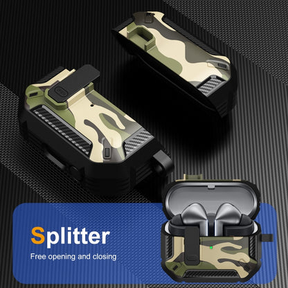 Étui de protection camouflage pour écouteurs avec interrupteur et crochet, pour Samsung Galaxy Buds 3/3 Pro