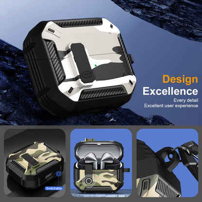 Étui de protection camouflage pour écouteurs avec interrupteur et crochet, pour Samsung Galaxy Buds 3/3 Pro