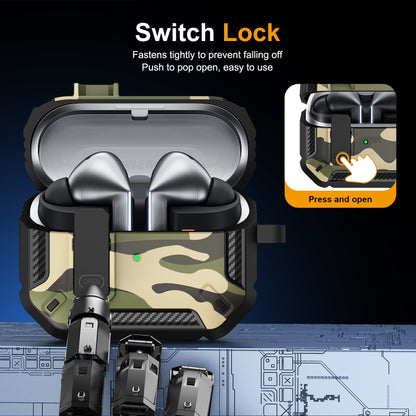 Étui de protection camouflage pour écouteurs avec interrupteur et crochet, pour Samsung Galaxy Buds 3/3 Pro