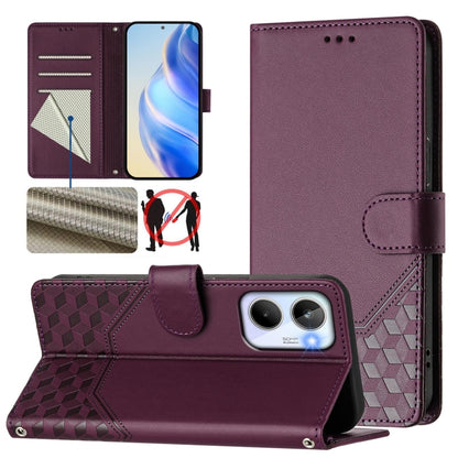 Honeycomb Embossing RFID Leather Phone Case, For Realme Note 50 4G Global / C51 / C53, For Realme 12 Pro 5G / 12 Pro+ 5G Global, For Realme C67 4G Global, For Realme 11 5G Global / 11x 5G / C67 India, For Realme 11 4G Global, For Realme GT3  / GT5 240W...