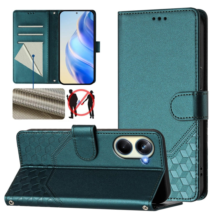 Honeycomb Embossing RFID Leather Phone Case, For Realme Note 50 4G Global / C51 / C53, For Realme 12 Pro 5G / 12 Pro+ 5G Global, For Realme C67 4G Global, For Realme 11 5G Global / 11x 5G / C67 India, For Realme 11 4G Global, For Realme GT3  / GT5 240W...