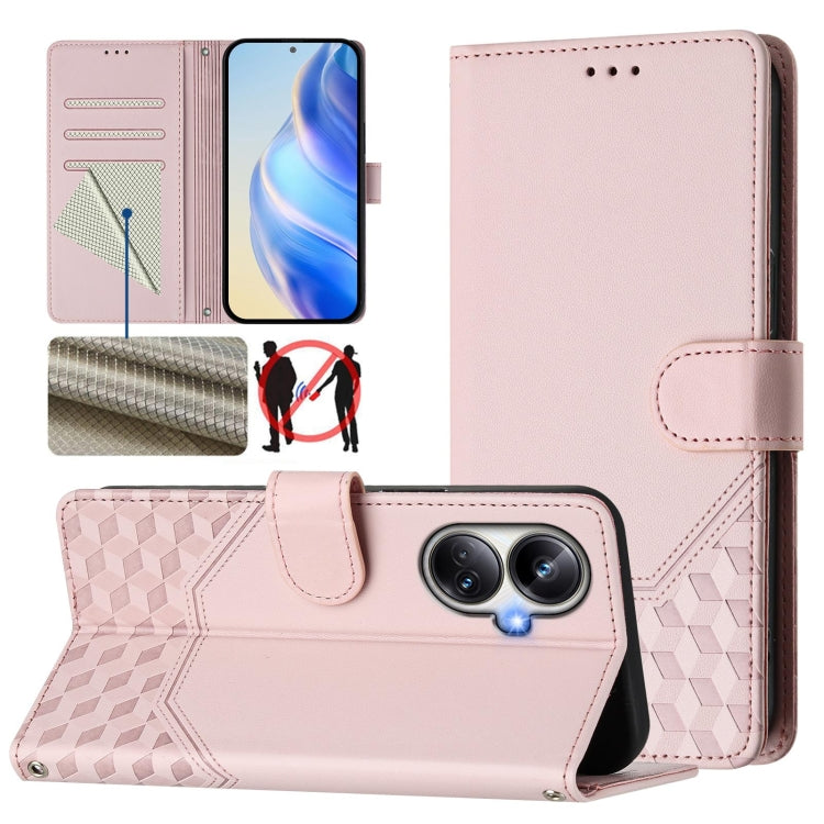 Honeycomb Embossing RFID Leather Phone Case, For Realme Note 50 4G Global / C51 / C53, For Realme 12 Pro 5G / 12 Pro+ 5G Global, For Realme C67 4G Global, For Realme 11 5G Global / 11x 5G / C67 India, For Realme 11 4G Global, For Realme GT3  / GT5 240W...