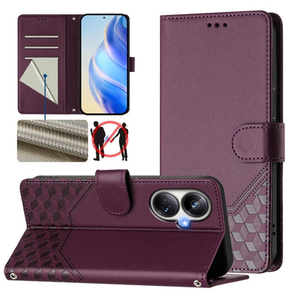 Honeycomb Embossing RFID Leather Phone Case, For Realme Note 50 4G Global / C51 / C53, For Realme 12 Pro 5G / 12 Pro+ 5G Global, For Realme C67 4G Global, For Realme 11 5G Global / 11x 5G / C67 India, For Realme 11 4G Global, For Realme GT3  / GT5 240W...