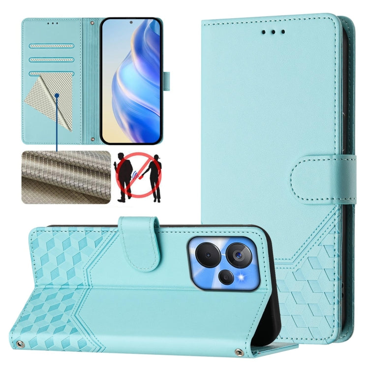 Honeycomb Embossing RFID Leather Phone Case, For Realme Note 50 4G Global / C51 / C53, For Realme 12 Pro 5G / 12 Pro+ 5G Global, For Realme C67 4G Global, For Realme 11 5G Global / 11x 5G / C67 India, For Realme 11 4G Global, For Realme GT3  / GT5 240W...