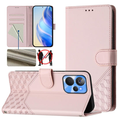 Honeycomb Embossing RFID Leather Phone Case, For Realme Note 50 4G Global / C51 / C53, For Realme 12 Pro 5G / 12 Pro+ 5G Global, For Realme C67 4G Global, For Realme 11 5G Global / 11x 5G / C67 India, For Realme 11 4G Global, For Realme GT3  / GT5 240W...