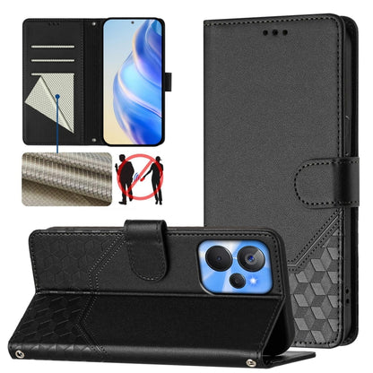 Honeycomb Embossing RFID Leather Phone Case, For Realme Note 50 4G Global / C51 / C53, For Realme 12 Pro 5G / 12 Pro+ 5G Global, For Realme C67 4G Global, For Realme 11 5G Global / 11x 5G / C67 India, For Realme 11 4G Global, For Realme GT3  / GT5 240W...