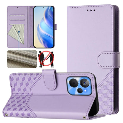 Honeycomb Embossing RFID Leather Phone Case, For Realme Note 50 4G Global / C51 / C53, For Realme 12 Pro 5G / 12 Pro+ 5G Global, For Realme C67 4G Global, For Realme 11 5G Global / 11x 5G / C67 India, For Realme 11 4G Global, For Realme GT3  / GT5 240W...