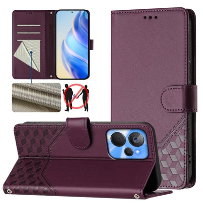 Honeycomb Embossing RFID Leather Phone Case, For Realme Note 50 4G Global / C51 / C53, For Realme 12 Pro 5G / 12 Pro+ 5G Global, For Realme C67 4G Global, For Realme 11 5G Global / 11x 5G / C67 India, For Realme 11 4G Global, For Realme GT3  / GT5 240W...