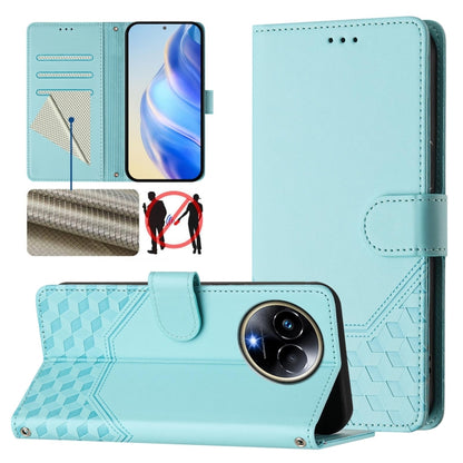 Honeycomb Embossing RFID Leather Phone Case, For Realme Note 50 4G Global / C51 / C53, For Realme 12 Pro 5G / 12 Pro+ 5G Global, For Realme C67 4G Global, For Realme 11 5G Global / 11x 5G / C67 India, For Realme 11 4G Global, For Realme GT3  / GT5 240W...