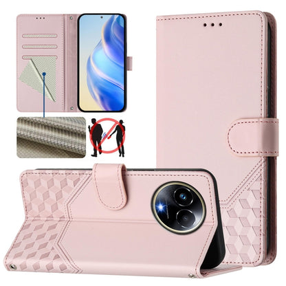 Honeycomb Embossing RFID Leather Phone Case, For Realme Note 50 4G Global / C51 / C53, For Realme 12 Pro 5G / 12 Pro+ 5G Global, For Realme C67 4G Global, For Realme 11 5G Global / 11x 5G / C67 India, For Realme 11 4G Global, For Realme GT3  / GT5 240W...