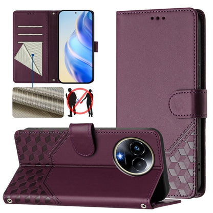 Honeycomb Embossing RFID Leather Phone Case, For Realme Note 50 4G Global / C51 / C53, For Realme 12 Pro 5G / 12 Pro+ 5G Global, For Realme C67 4G Global, For Realme 11 5G Global / 11x 5G / C67 India, For Realme 11 4G Global, For Realme GT3  / GT5 240W...