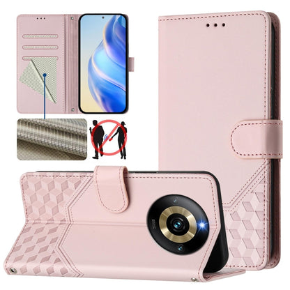 Honeycomb Embossing RFID Leather Phone Case, For Realme Note 50 4G Global / C51 / C53, For Realme 12 Pro 5G / 12 Pro+ 5G Global, For Realme C67 4G Global, For Realme 11 5G Global / 11x 5G / C67 India, For Realme 11 4G Global, For Realme GT3  / GT5 240W...