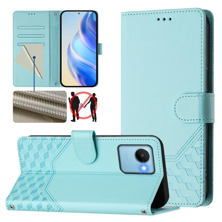 Honeycomb Embossing RFID Leather Phone Case, For Realme Note 50 4G Global / C51 / C53, For Realme 12 Pro 5G / 12 Pro+ 5G Global, For Realme C67 4G Global, For Realme 11 5G Global / 11x 5G / C67 India, For Realme 11 4G Global, For Realme GT3  / GT5 240W...