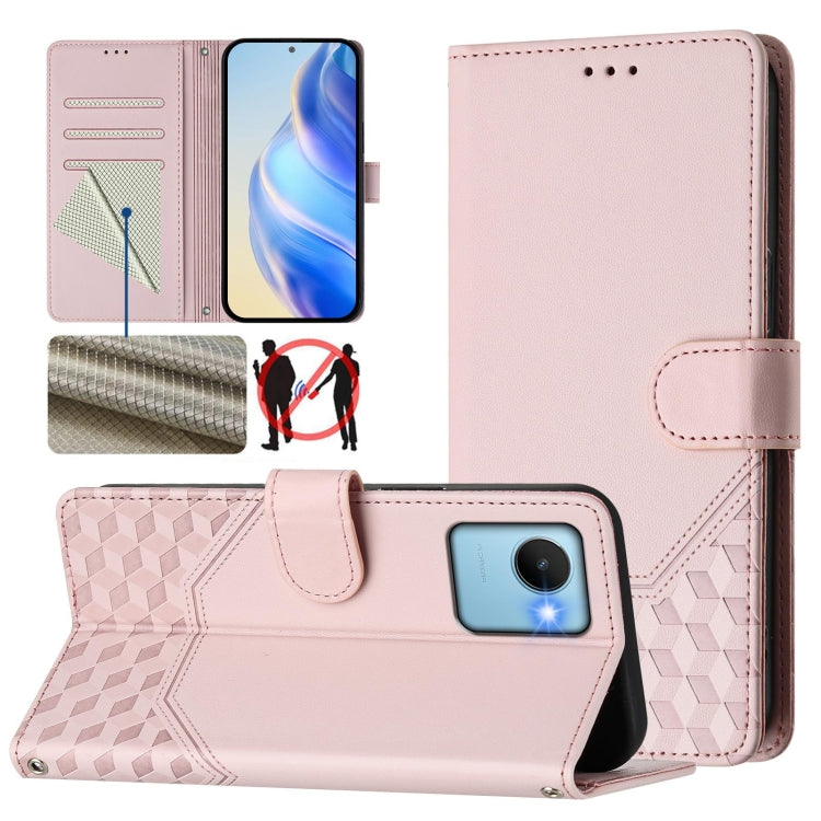 Honeycomb Embossing RFID Leather Phone Case, For Realme Note 50 4G Global / C51 / C53, For Realme 12 Pro 5G / 12 Pro+ 5G Global, For Realme C67 4G Global, For Realme 11 5G Global / 11x 5G / C67 India, For Realme 11 4G Global, For Realme GT3  / GT5 240W...