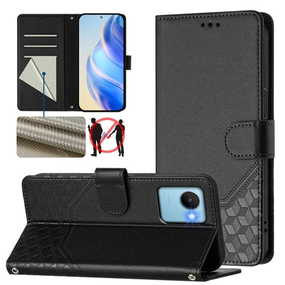 Honeycomb Embossing RFID Leather Phone Case, For Realme Note 50 4G Global / C51 / C53, For Realme 12 Pro 5G / 12 Pro+ 5G Global, For Realme C67 4G Global, For Realme 11 5G Global / 11x 5G / C67 India, For Realme 11 4G Global, For Realme GT3  / GT5 240W...