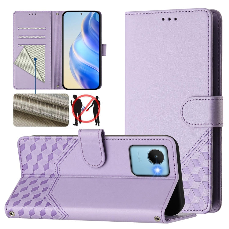 Honeycomb Embossing RFID Leather Phone Case, For Realme Note 50 4G Global / C51 / C53, For Realme 12 Pro 5G / 12 Pro+ 5G Global, For Realme C67 4G Global, For Realme 11 5G Global / 11x 5G / C67 India, For Realme 11 4G Global, For Realme GT3  / GT5 240W...