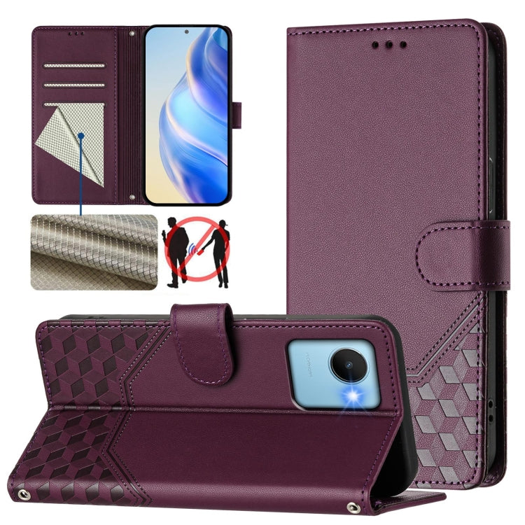 Honeycomb Embossing RFID Leather Phone Case, For Realme Note 50 4G Global / C51 / C53, For Realme 12 Pro 5G / 12 Pro+ 5G Global, For Realme C67 4G Global, For Realme 11 5G Global / 11x 5G / C67 India, For Realme 11 4G Global, For Realme GT3  / GT5 240W...