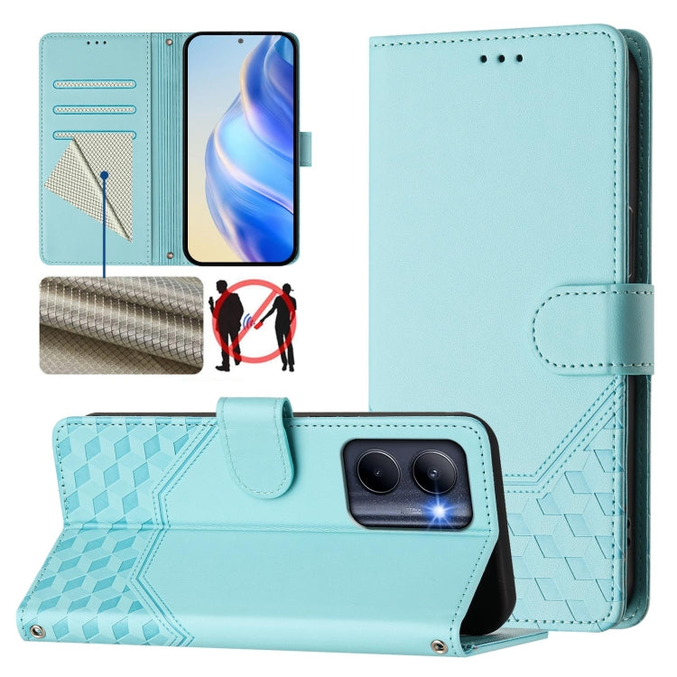 Honeycomb Embossing RFID Leather Phone Case, For Realme Note 50 4G Global / C51 / C53, For Realme 12 Pro 5G / 12 Pro+ 5G Global, For Realme C67 4G Global, For Realme 11 5G Global / 11x 5G / C67 India, For Realme 11 4G Global, For Realme GT3  / GT5 240W...