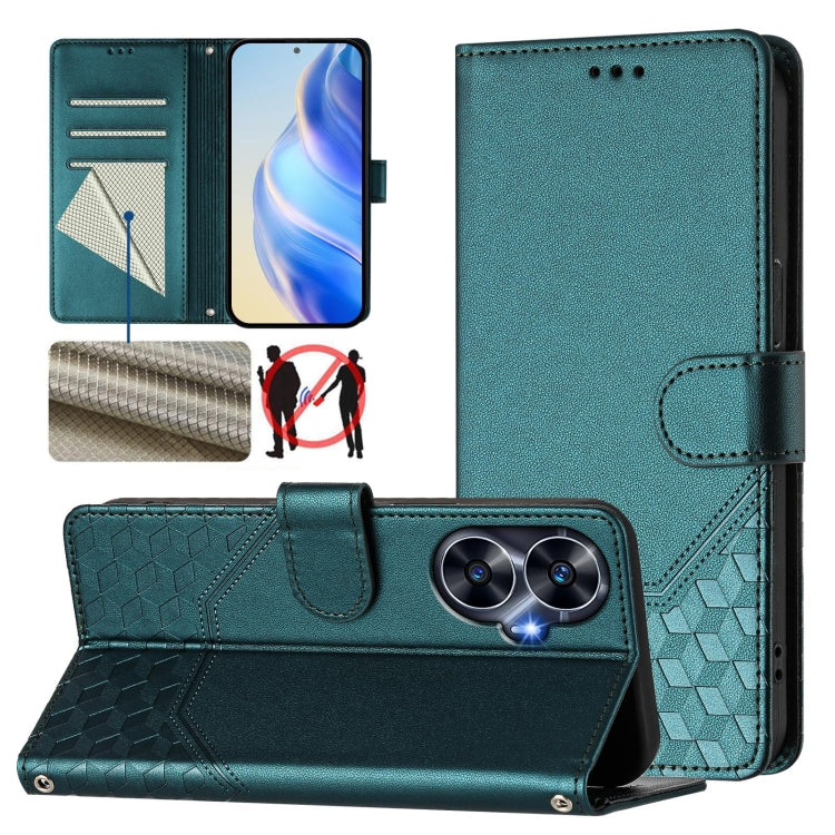 Honeycomb Embossing RFID Leather Phone Case, For Realme Note 50 4G Global / C51 / C53, For Realme 12 Pro 5G / 12 Pro+ 5G Global, For Realme C67 4G Global, For Realme 11 5G Global / 11x 5G / C67 India, For Realme 11 4G Global, For Realme GT3  / GT5 240W...