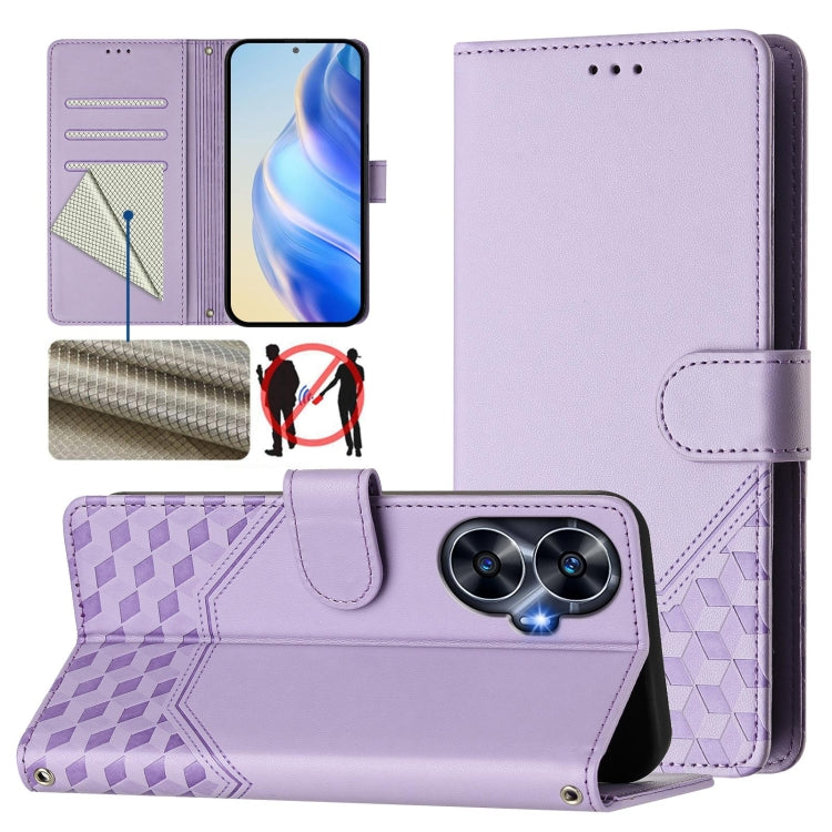 Honeycomb Embossing RFID Leather Phone Case, For Realme Note 50 4G Global / C51 / C53, For Realme 12 Pro 5G / 12 Pro+ 5G Global, For Realme C67 4G Global, For Realme 11 5G Global / 11x 5G / C67 India, For Realme 11 4G Global, For Realme GT3  / GT5 240W...