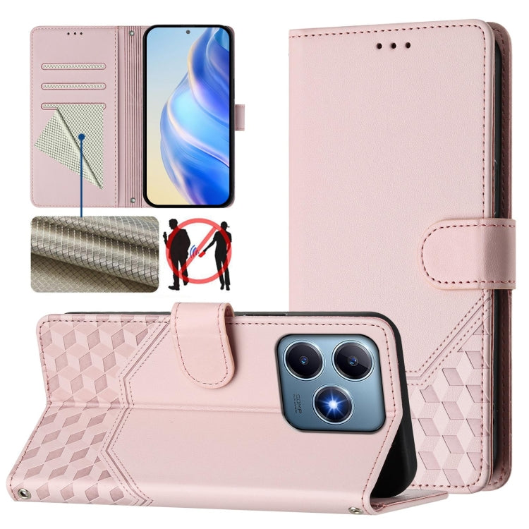 Honeycomb Embossing RFID Leather Phone Case, For Realme 14x Global / V70 5G / C75 5G, For Realme Narzo 80 Pro / 14 Pro 5G India, For Realme 14 5G / 14T 5G Global, For Realme P3 Ultra 5G, For Realme P3 5G, For Realme 14 Pro+ 5G, For Realme 14 Pro 5G    ...