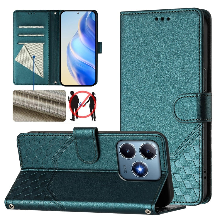 Honeycomb Embossing RFID Leather Phone Case, For Realme 14x Global / V70 5G / C75 5G, For Realme Narzo 80 Pro / 14 Pro 5G India, For Realme 14 5G / 14T 5G Global, For Realme P3 Ultra 5G, For Realme P3 5G, For Realme 14 Pro+ 5G, For Realme 14 Pro 5G    ...