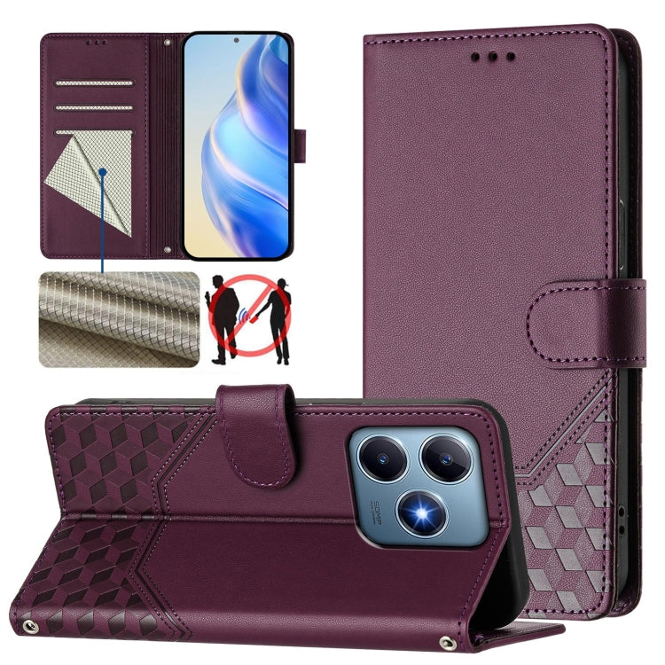 Honeycomb Embossing RFID Leather Phone Case, For Realme 14x Global / V70 5G / C75 5G, For Realme Narzo 80 Pro / 14 Pro 5G India, For Realme 14 5G / 14T 5G Global, For Realme P3 Ultra 5G, For Realme P3 5G, For Realme 14 Pro+ 5G, For Realme 14 Pro 5G    ...