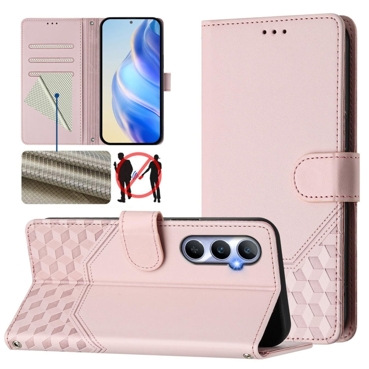 Honeycomb Embossing RFID Leather Phone Case, For Realme Note 50 4G Global / C51 / C53, For Realme 12 Pro 5G / 12 Pro+ 5G Global, For Realme C67 4G Global, For Realme 11 5G Global / 11x 5G / C67 India, For Realme 11 4G Global, For Realme GT3  / GT5 240W...
