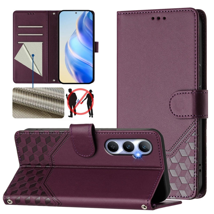 Honeycomb Embossing RFID Leather Phone Case, For Realme Note 50 4G Global / C51 / C53, For Realme 12 Pro 5G / 12 Pro+ 5G Global, For Realme C67 4G Global, For Realme 11 5G Global / 11x 5G / C67 India, For Realme 11 4G Global, For Realme GT3  / GT5 240W...