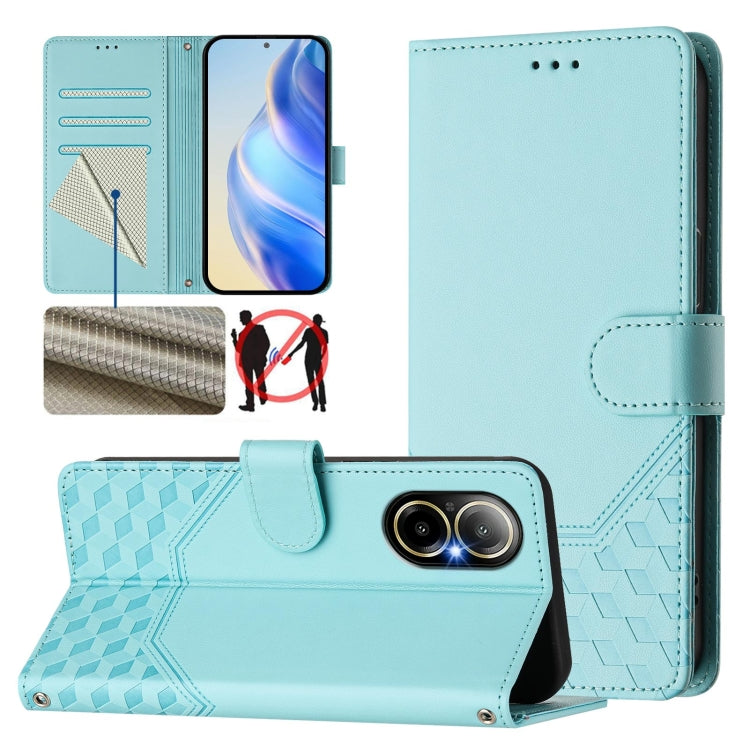Honeycomb Embossing RFID Leather Phone Case, For Realme Note 50 4G Global / C51 / C53, For Realme 12 Pro 5G / 12 Pro+ 5G Global, For Realme C67 4G Global, For Realme 11 5G Global / 11x 5G / C67 India, For Realme 11 4G Global, For Realme GT3  / GT5 240W...