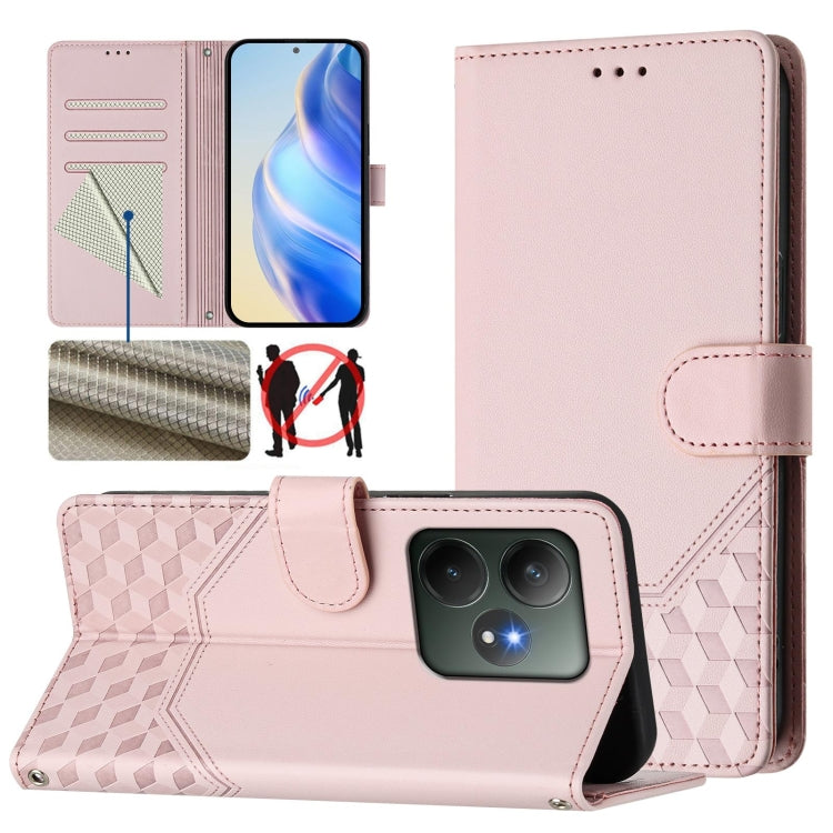 Honeycomb Embossing RFID Leather Phone Case, For Realme 14x Global / V70 5G / C75 5G, For Realme Narzo 80 Pro / 14 Pro 5G India, For Realme 14 5G / 14T 5G Global, For Realme P3 Ultra 5G, For Realme P3 5G, For Realme 14 Pro+ 5G, For Realme 14 Pro 5G    ...