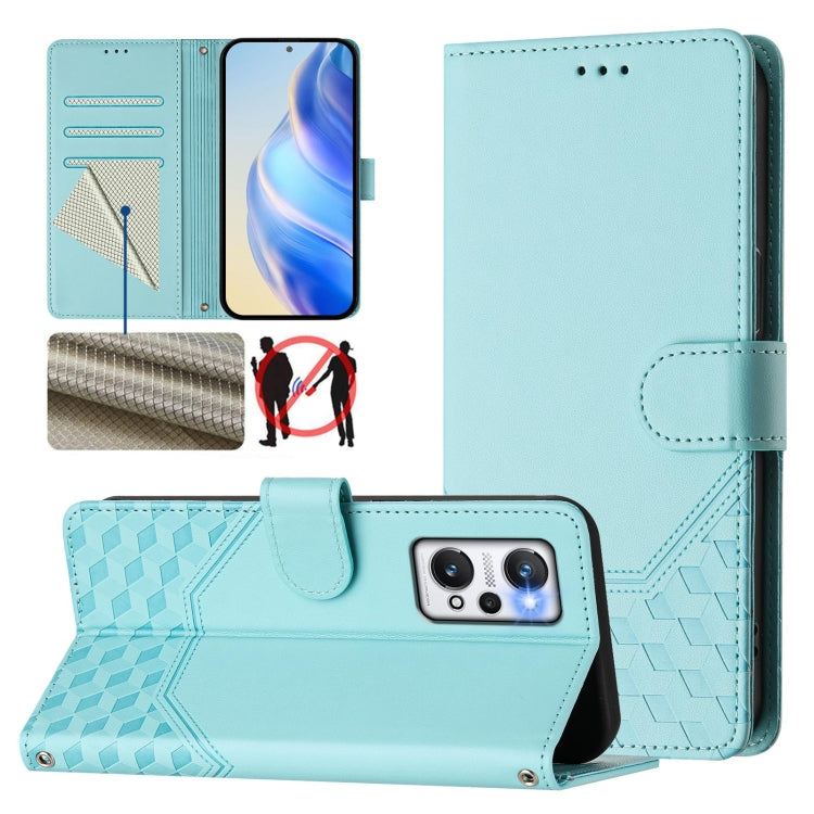 Honeycomb Embossing RFID Leather Phone Case, For Realme Note 50 4G Global / C51 / C53, For Realme 12 Pro 5G / 12 Pro+ 5G Global, For Realme C67 4G Global, For Realme 11 5G Global / 11x 5G / C67 India, For Realme 11 4G Global, For Realme GT3  / GT5 240W...