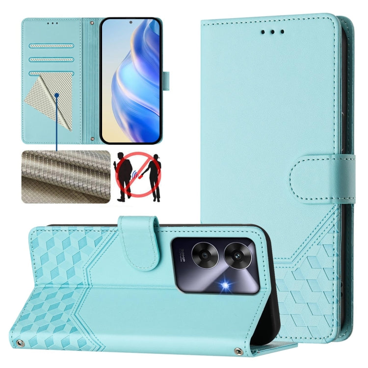 Honeycomb Embossing RFID Leather Phone Case, For Realme 14x Global / V70 5G / C75 5G, For Realme Narzo 80 Pro / 14 Pro 5G India, For Realme 14 5G / 14T 5G Global, For Realme P3 Ultra 5G, For Realme P3 5G, For Realme 14 Pro+ 5G, For Realme 14 Pro 5G    ...