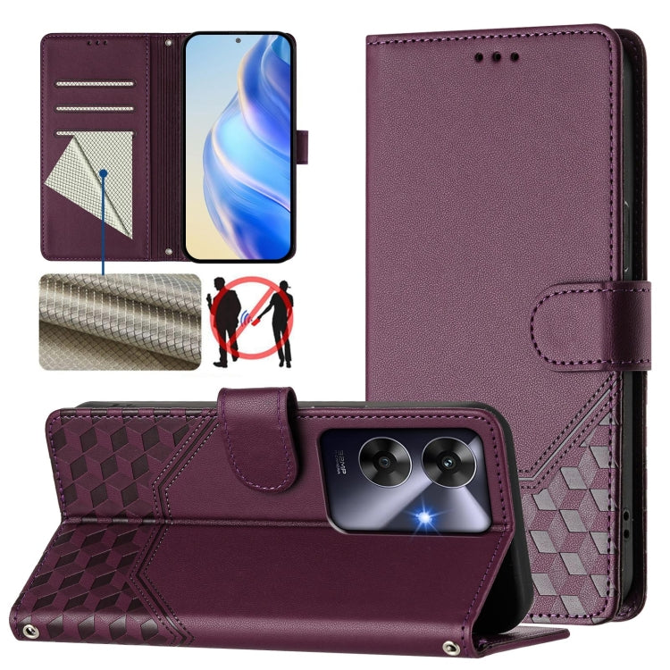 Honeycomb Embossing RFID Leather Phone Case, For Realme 14x Global / V70 5G / C75 5G, For Realme Narzo 80 Pro / 14 Pro 5G India, For Realme 14 5G / 14T 5G Global, For Realme P3 Ultra 5G, For Realme P3 5G, For Realme 14 Pro+ 5G, For Realme 14 Pro 5G    ...