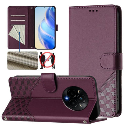 Honeycomb Embossing RFID Leather Phone Case, For Realme 14x Global / V70 5G / C75 5G, For Realme Narzo 80 Pro / 14 Pro 5G India, For Realme 14 5G / 14T 5G Global, For Realme P3 Ultra 5G, For Realme P3 5G, For Realme 14 Pro+ 5G, For Realme 14 Pro 5G    ...
