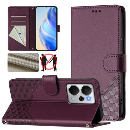 Honeycomb Embossing RFID Leather Phone Case, For Realme 14x Global / V70 5G / C75 5G, For Realme Narzo 80 Pro / 14 Pro 5G India, For Realme 14 5G / 14T 5G Global, For Realme P3 Ultra 5G, For Realme P3 5G, For Realme 14 Pro+ 5G, For Realme 14 Pro 5G    ...