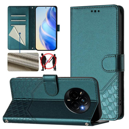 Honeycomb Embossing RFID Leather Phone Case, For Realme 14x Global / V70 5G / C75 5G, For Realme Narzo 80 Pro / 14 Pro 5G India, For Realme 14 5G / 14T 5G Global, For Realme P3 Ultra 5G, For Realme P3 5G, For Realme 14 Pro+ 5G, For Realme 14 Pro 5G    ...