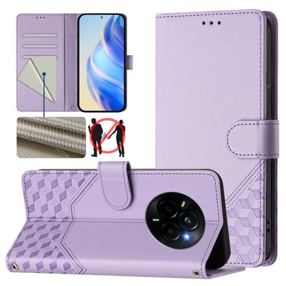 Honeycomb Embossing RFID Leather Phone Case, For Realme 14x Global / V70 5G / C75 5G, For Realme Narzo 80 Pro / 14 Pro 5G India, For Realme 14 5G / 14T 5G Global, For Realme P3 Ultra 5G, For Realme P3 5G, For Realme 14 Pro+ 5G, For Realme 14 Pro 5G    ...