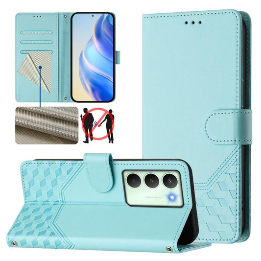 Honeycomb Embossing RFID Leather Phone Case, For Realme 14x Global / V70 5G / C75 5G, For Realme Narzo 80 Pro / 14 Pro 5G India, For Realme 14 5G / 14T 5G Global, For Realme P3 Ultra 5G, For Realme P3 5G, For Realme 14 Pro+ 5G, For Realme 14 Pro 5G