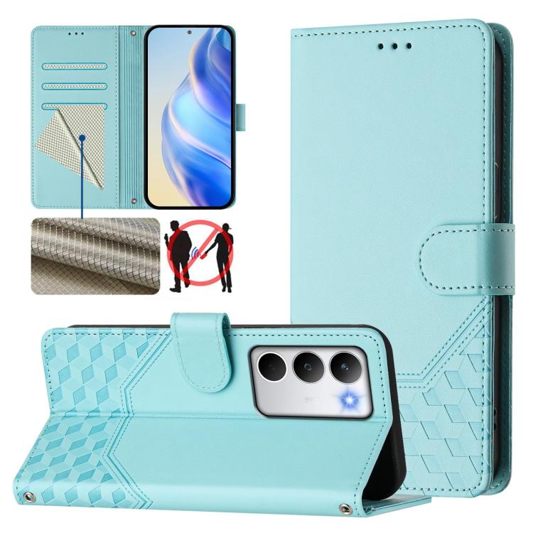 Honeycomb Embossing RFID Leather Phone Case, For Realme P4x 5G / OnePlus Nord CE6 Lite, For Realme 16T 5G Global, For Realme C100 5G, For Realme P4 Power 5G, For Realme Note 80 4G Global, For Realme C83 5G India, For Realme 16 5G Global                ...