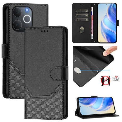 Honeycomb Embossing RFID Leather Phone Case, For Realme P4x 5G / OnePlus Nord CE6 Lite, For Realme 16T 5G Global, For Realme C100 5G, For Realme P4 Power 5G, For Realme Note 80 4G Global, For Realme C83 5G India, For Realme 16 5G Global                ...