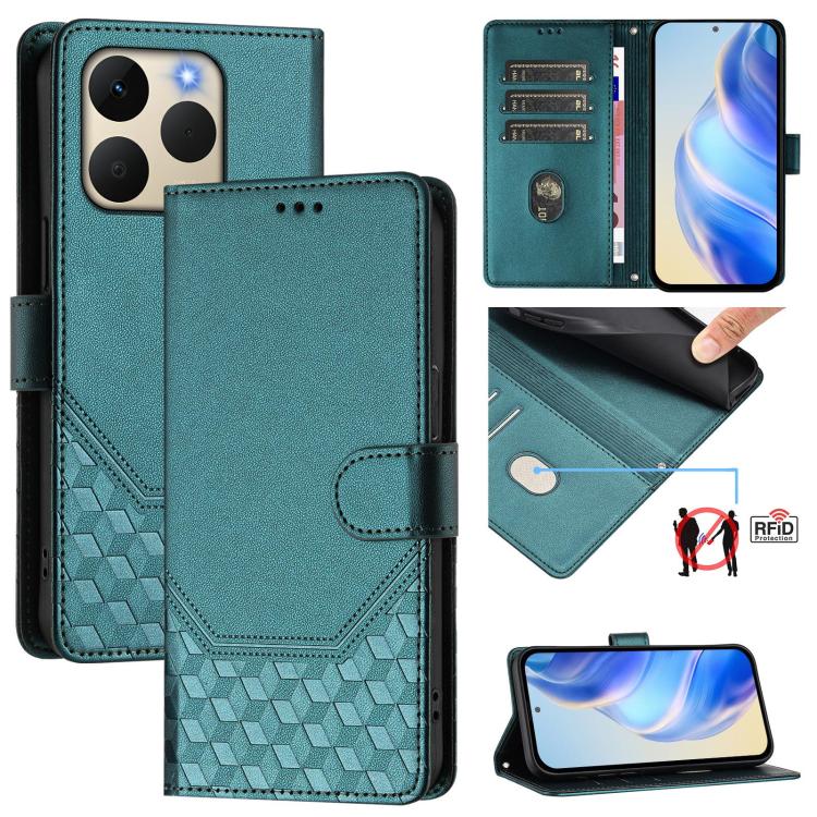 Honeycomb Embossing RFID Leather Phone Case, For Realme P4x 5G / OnePlus Nord CE6 Lite, For Realme 16T 5G Global, For Realme C100 5G, For Realme P4 Power 5G, For Realme Note 80 4G Global, For Realme C83 5G India, For Realme 16 5G Global                ...