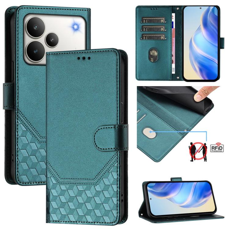 Honeycomb Embossing RFID Leather Phone Case, For Realme P4x 5G / OnePlus Nord CE6 Lite, For Realme 16T 5G Global, For Realme C100 5G, For Realme P4 Power 5G, For Realme Note 80 4G Global, For Realme C83 5G India, For Realme 16 5G Global                ...