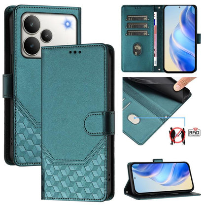 Honeycomb Embossing RFID Leather Phone Case, For Realme P4x 5G / OnePlus Nord CE6 Lite, For Realme 16T 5G Global, For Realme C100 5G, For Realme P4 Power 5G, For Realme Note 80 4G Global, For Realme C83 5G India, For Realme 16 5G Global                ...