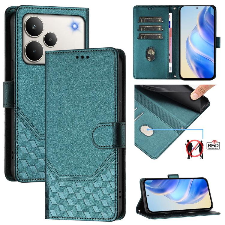 Honeycomb Embossing RFID Leather Phone Case, For Realme P4x 5G / OnePlus Nord CE6 Lite, For Realme 16T 5G Global, For Realme C100 5G, For Realme P4 Power 5G, For Realme Note 80 4G Global, For Realme C83 5G India, For Realme 16 5G Global                ...