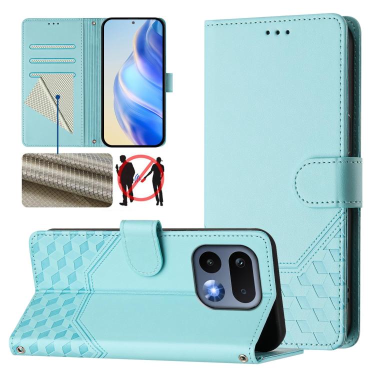 Honeycomb Embossing RFID Leather Phone Case, For Realme P4x 5G / OnePlus Nord CE6 Lite, For Realme 16T 5G Global, For Realme C100 5G, For Realme P4 Power 5G, For Realme Note 80 4G Global, For Realme C83 5G India, For Realme 16 5G Global                ...
