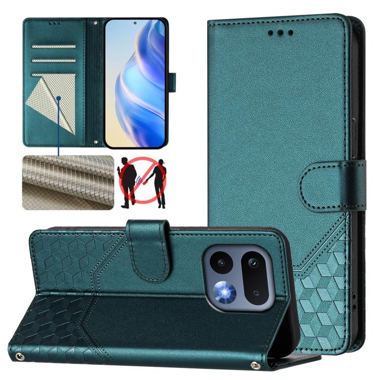 Honeycomb Embossing RFID Leather Phone Case, For Realme P4x 5G / OnePlus Nord CE6 Lite, For Realme 16T 5G Global, For Realme C100 5G, For Realme P4 Power 5G, For Realme Note 80 4G Global, For Realme C83 5G India, For Realme 16 5G Global                ...