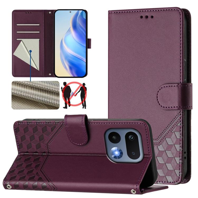 Honeycomb Embossing RFID Leather Phone Case, For Realme P4x 5G / OnePlus Nord CE6 Lite, For Realme 16T 5G Global, For Realme C100 5G, For Realme P4 Power 5G, For Realme Note 80 4G Global, For Realme C83 5G India, For Realme 16 5G Global                ...