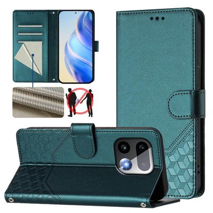 Honeycomb Embossing RFID Leather Phone Case, For Realme P4x 5G / OnePlus Nord CE6 Lite, For Realme 16T 5G Global, For Realme C100 5G, For Realme P4 Power 5G, For Realme Note 80 4G Global, For Realme C83 5G India, For Realme 16 5G Global                ...